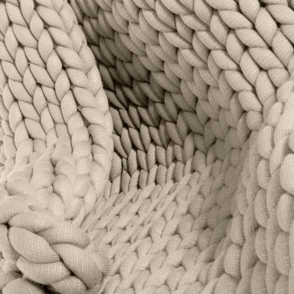 Súlyozott Takaró Felnőtteknek - Vaskos Kötés Tejszín Fabric Close-up Image